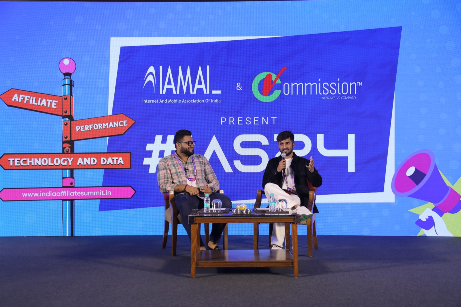 Piyush Kukreja on stage at India Affiliate Summit 2024, presented by IAMAI and vCommission